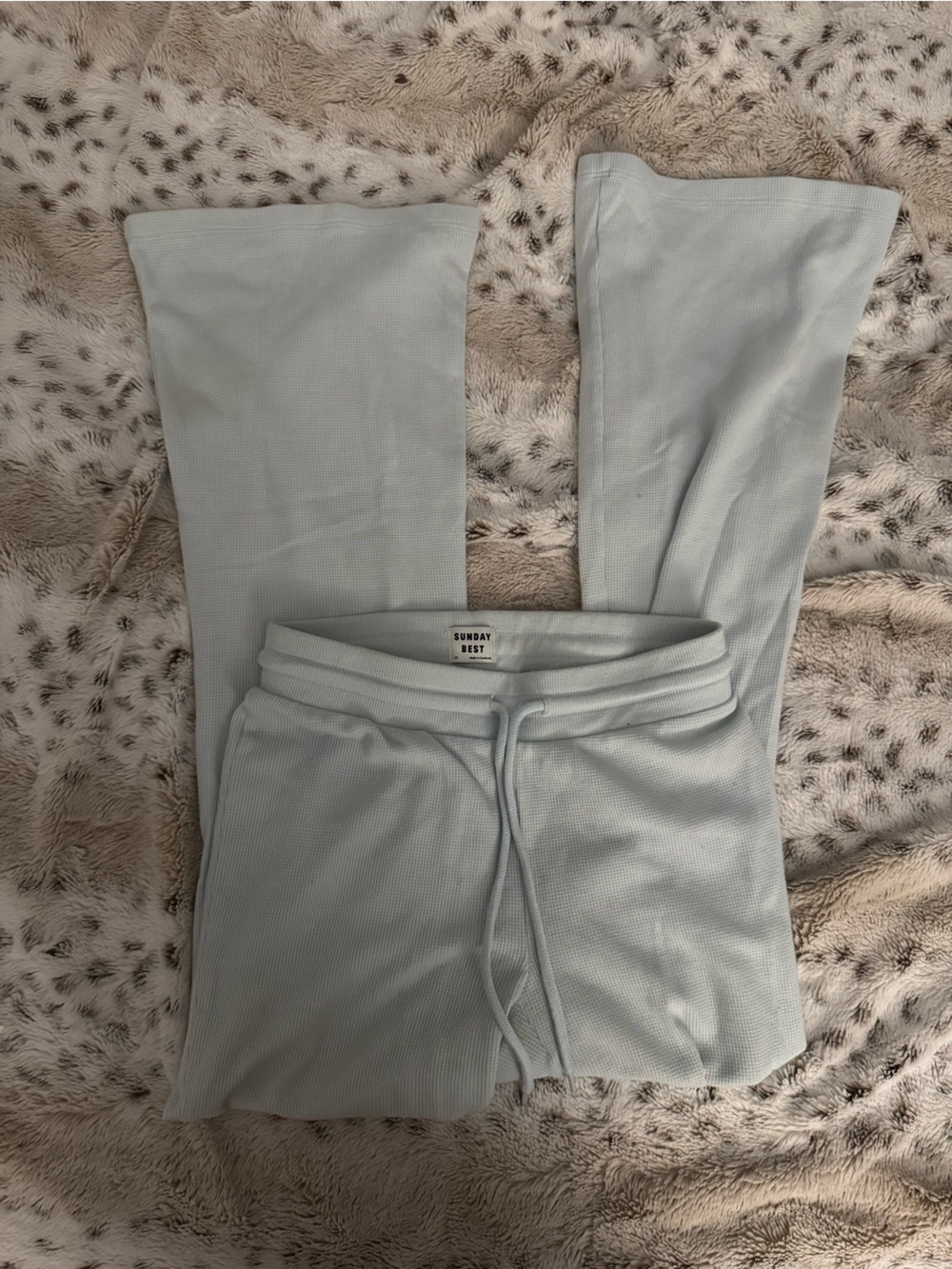 Aritzia Everyday Waffle-Knit Lounge Pants - Light Blue